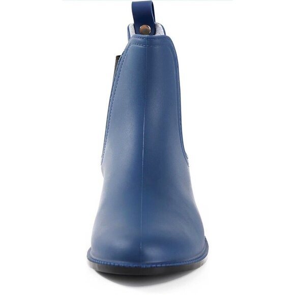 Women's Navy Blue Chelsea Boots Girl Matte Fall Ankle Rain Boots Waterproof, New - Picture 3 of 7